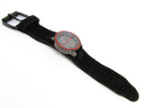 Black on Black Suede Leather Red 3D Watch - 6.5-7.5" Wrist - Power Collection by Barbell 1