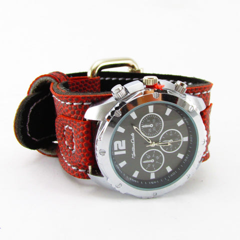 Football Textured, Silver Stitch, Silver Watch - Men's - Power Collection by Barbell 1